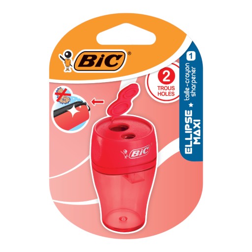 Dvojité školské orezávatko BIC ELLIPSE MAXI s nádobkou, mix farieb