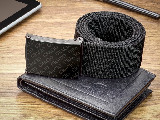 Široký čierny opasok na nohavice Gracio Webbing, 95 cm