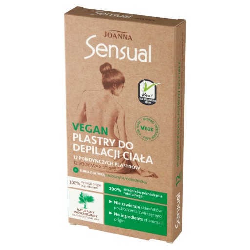 JOANNA Sensual Vegan depilačné pásiky na telo 12 ks + oliv