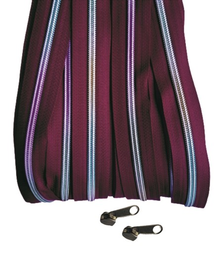 Páska na zips #5 dúhová bordová