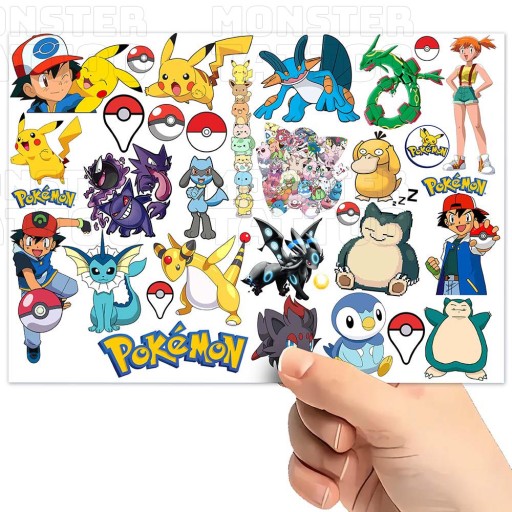 UMÝVAJÚCE DOČASNÉ TETOVANIE PRE DETI DETSKÉ POKEMONY ORIGINÁLNE DIZAJNY