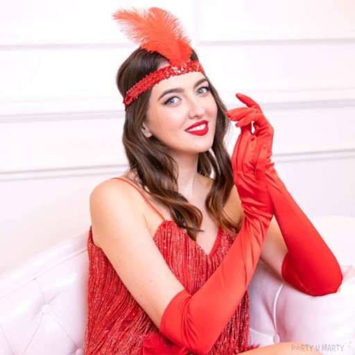 RED CABARET BAND s pierkom RETRO flitre pierko FLAPPER 20. roky 20. storočia