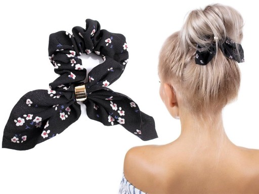 SCRUNCHIES gumička do vlasov, šatka, čierna