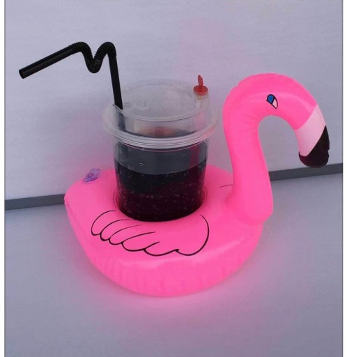 Nafukovací držiak na nápoje hrnček Coaster Flamingo for Water Drinks Pink