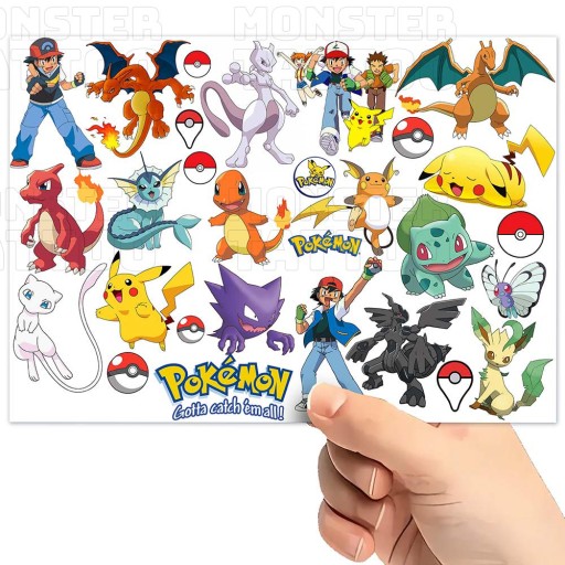 UMÝVAJÚCE DOČASNÉ TETOVANIE PRE DETI DETSKÉ POKEMONY ORIGINÁLNE DIZAJNY