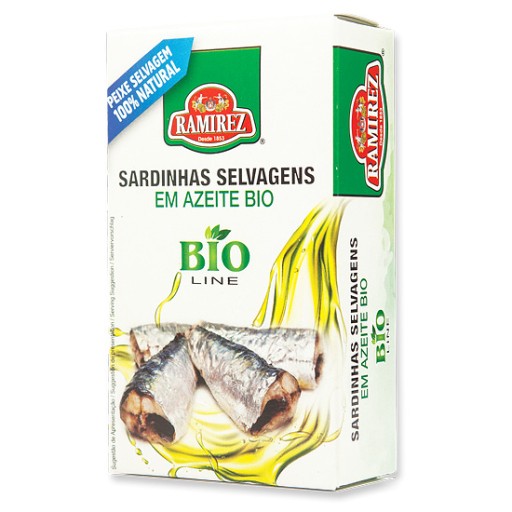 Portugalské sardinky v extra panenskom olivovom oleji BIO 120g Ramirez