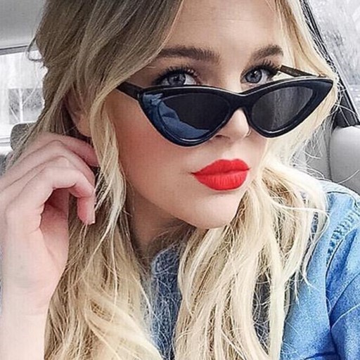 DÁMSKE SLNEČNÉ OKULIARE UV400 ČIERNE OKULIARE CAT-EYE