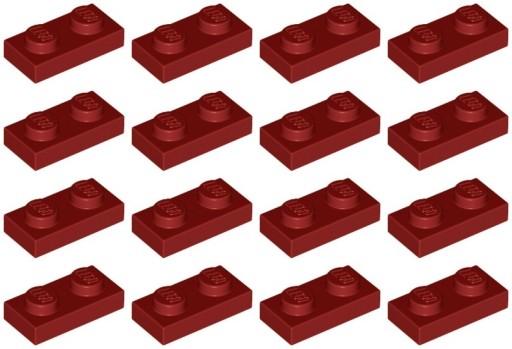 LEGO PLATE 3023 1x2 tmavo červená (6g) 16 ks.