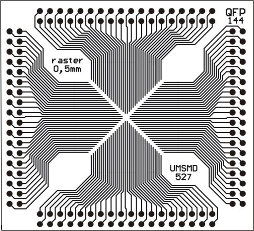 UMSMD527 Doska pre systémy TQFP44...QFP144 63x56mm
