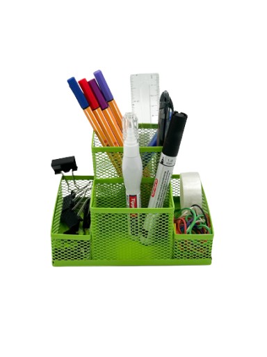 Organizér na stôl Pen&GO 4 priehradky sieťovina na náradie PG9056 Lime