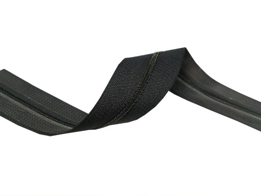Zipsová páska, tmavý grafitový zips, 3mm zips s 2mb lepidlom