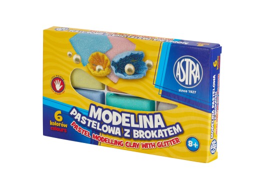 ASTRA Modelovacia hmota s trblietkami - pastelová, 6 farieb