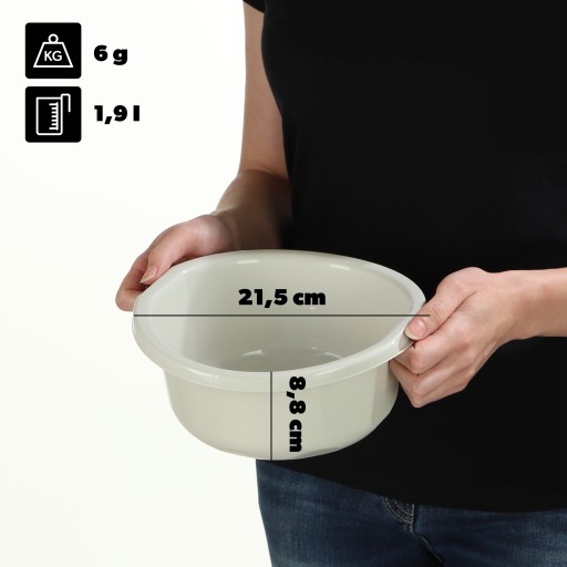 KRUHÁ PLASTOVÁ MISKA 1,9L NA UMÝVANIE MISKY S RÚČKAMI
