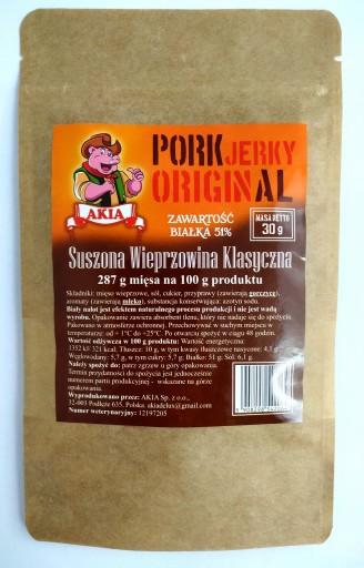 AKIA JERKY, Sušené bravčové ORIGINÁL 30G