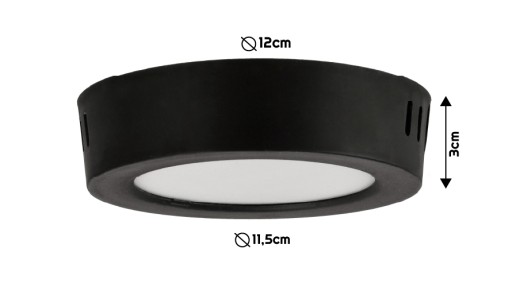 LED stropné svietidlo prisadené na povrch 6W 660lm neutrálna farba čierna okrúhle