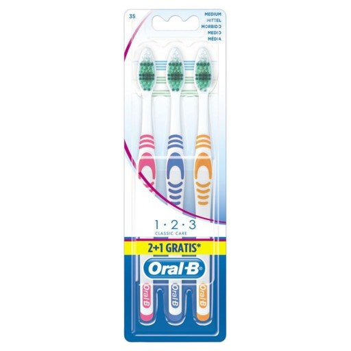 Oral-B Classic Care 1 2 3 Stredná zubná kefka 3 ks.