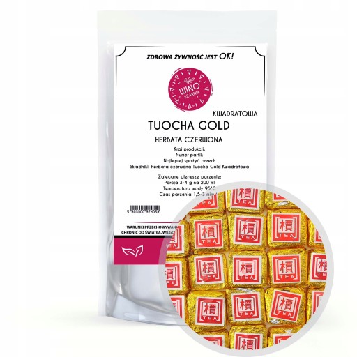 Lisovaný čaj červený PU ERH TUOCHA GOLD štvorcový 50g puerh