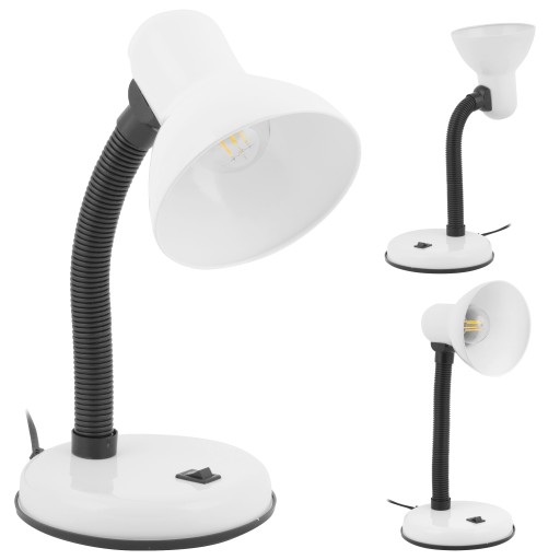 Biela nastaviteľná LED stolová lampa do školy