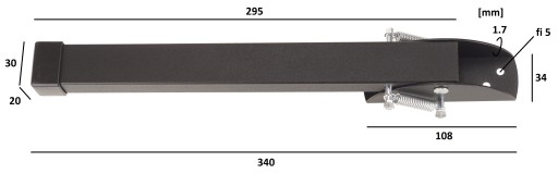 SILNÉ PODPORNÉ NOHY PRE DVERE BRÁNY 30CM PROFIL 20x30MM ČIERNE POĽSKO