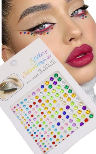 NÁLEPKY KRIŠTÁĽOV TVÁR ZIRKONIOVÉ DIAMANTY 3D OČI MAKE-UP NECHTY