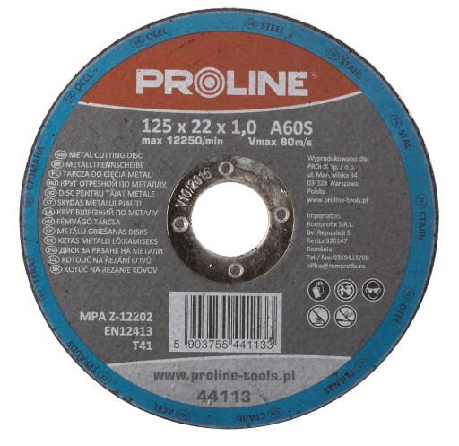 Kovový rezací kotúč 125x1,0x22mm Proline 44113