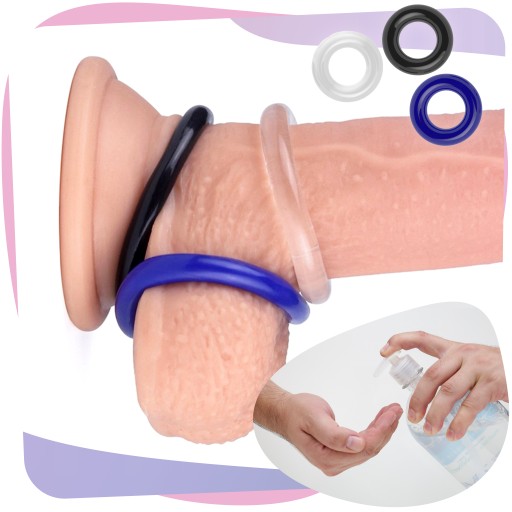 pohlavné krúžky ERECTION RINGS upínacie pre PENIS a SEMENNÍKY sada 3v1