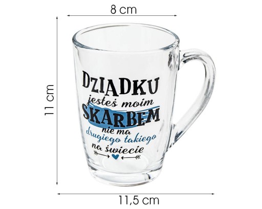 SKLENENÝ hrnček PRE DEDKA, DEDKO TY SI MÔJ POKLAD DEŇ STARÝCH RODIČOV 300 ML