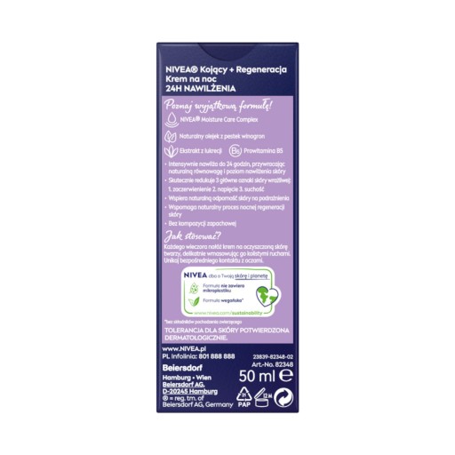 NIVEA 24H MOISTURIZATION Upokojujúci krém pre citlivú pleť - upokojujúci na noc 50 ml