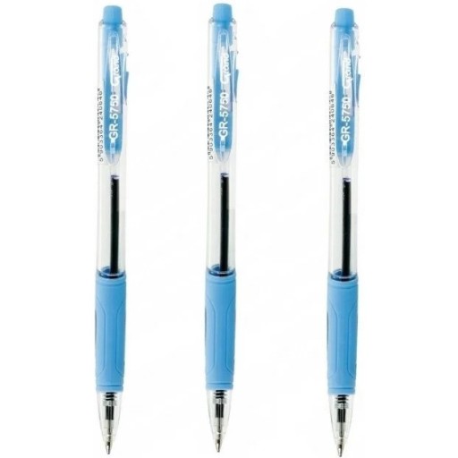 Zasúvacie guľôčkové pero SET modré, 3 kusy, 0,7 mm GRAND
