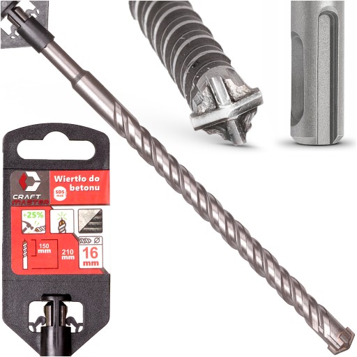NÁSTENOVÝ VRTÁK 16 x 210 mm SDS-PLUS Krížový vrták do BETÓNU pre Sds vŕtačku