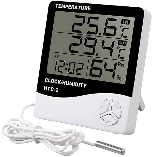 DIGITÁLNY TEPLOMER HYGROMETER METEOSTANICA SO SONDA KALENDÁROM ALARMU