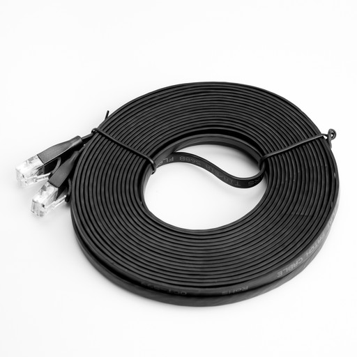 Unitek čierny plochý UTP Ethernet Cat.6 sieťový kábel 2m 1Gbps