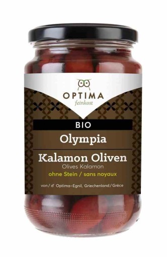 Kalamata čierne olivy bez semien v BIO marináde 350 g/ 180 g (OPTIMA) OPTIM