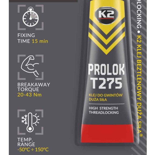 Anaeróbne lepidlo K2 PROLOK HIGH T275 6ML B151N