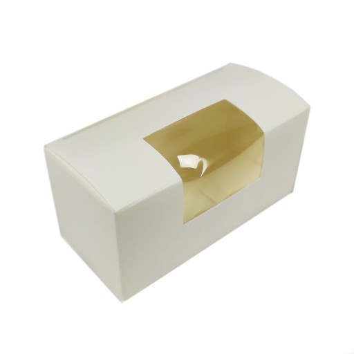 Krabička na makaróny s okienkom - biela, 10 cm