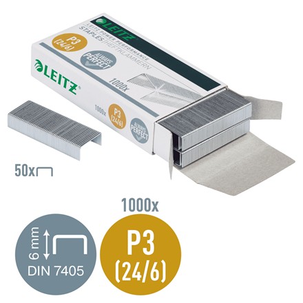 LEITZ Power Performance Pozinkované sponky 24/6 1000 kusov