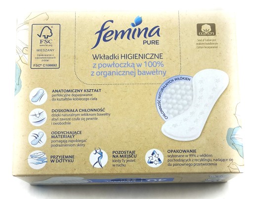 VLOŽKY FEMINA PURE S BIO VLNENÝM POVLAKOM