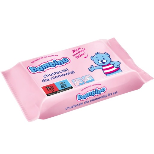 Bambino vlhčené obrúsky pre bábätká a deti, 63 ks.
