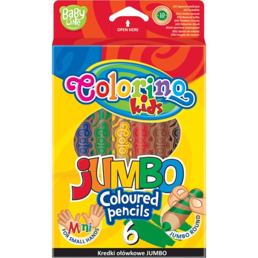 COLORINO PRVÉ ceruzkové farbičky 6 FARIEB JUMBO HRUBÝ PRÍRODNÝ strúhač