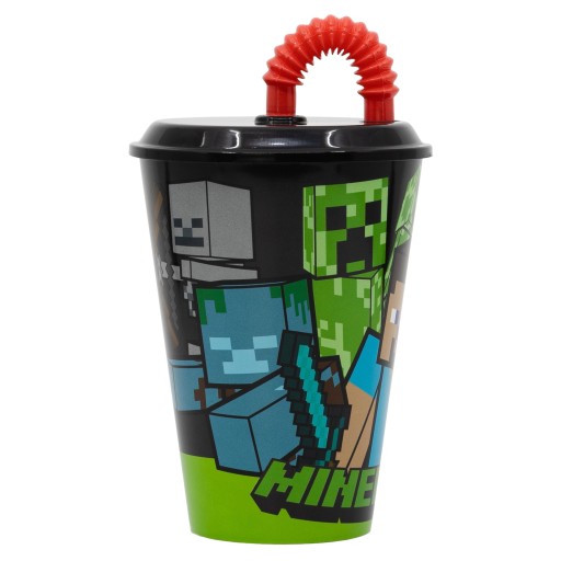 MINECRAFT pohár so slamkou BPA FREE 430ml