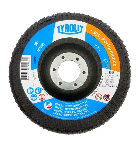 TYROLIT lamelový brúsny kotúč 125x22 g60 INOX 34318370