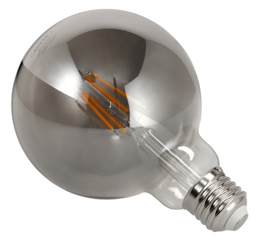 E27 LED žiarovka 6W 300lm 2200K Filament Smoke G95 Warm Color