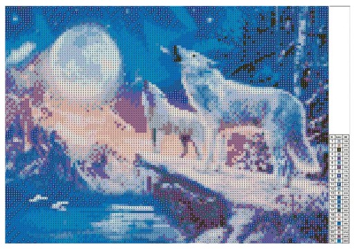 VLKY DIAMANTOVÁ VÝŠIVKA 40x30cm 5D OBRAZOVÁ MOZAIKA 00