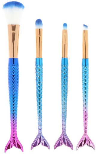 MERMAID MAKEUP BRUCHES SET BRUSH BRUSH, 4 ks.