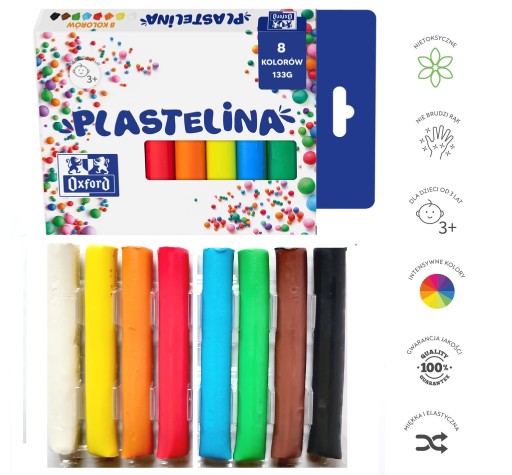 Plastelína Oxford 8 col 133g 400167088