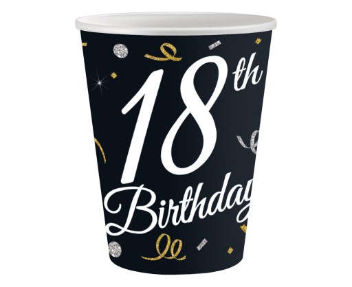 Poháre Papierové poháre 18 Narodeniny k 18. narodeninám 250 ml 6 ks.