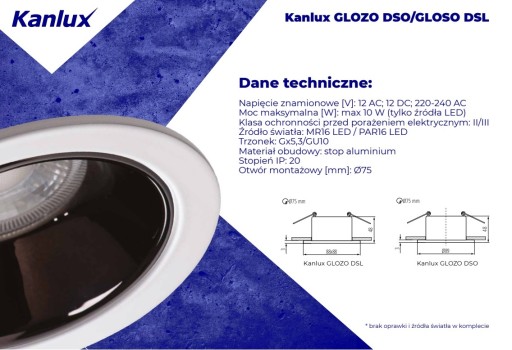 Kanlux GLOZO DSO B/W okrúhle čierne stropné očko