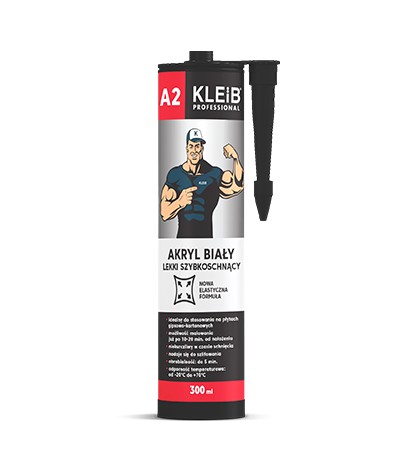 Kleib A2 biely akryl, ľahký, rýchloschnúci, 300 ml