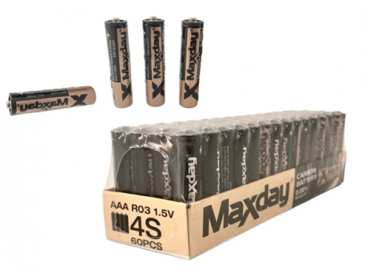 4x VEĽKÉ BATÉRIE AAA R3 ALKALICKÉ MAXDAY SADA 4ks