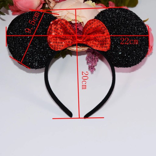 Čelenka Mickey Mouse, plesový kostým, flitre, červená MUŽKA, uši